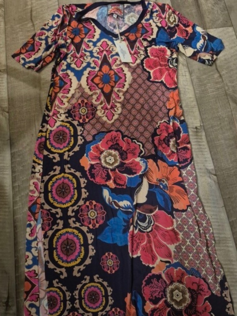 Johnny Was The Janie Favorite Bohemian Chic Floral Print Tshirt Midi Dress S NWT